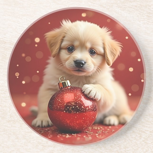 Posavasos de cachorro de Navidad (Frente)