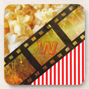 Posavasos de carrete de película y palomitas de ma