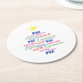 Posavasos de cartón - Árbol de Navidad en palabras