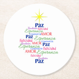 Posavasos de cartón - Árbol de Navidad en palabras
