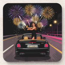 Posavasos de celebración de fiesta de recién divor