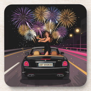 Posavasos de celebración de fiesta de recién divor