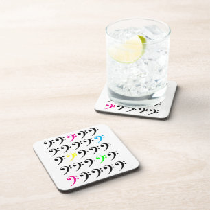 Posavasos de corcho con clave de fa colorida