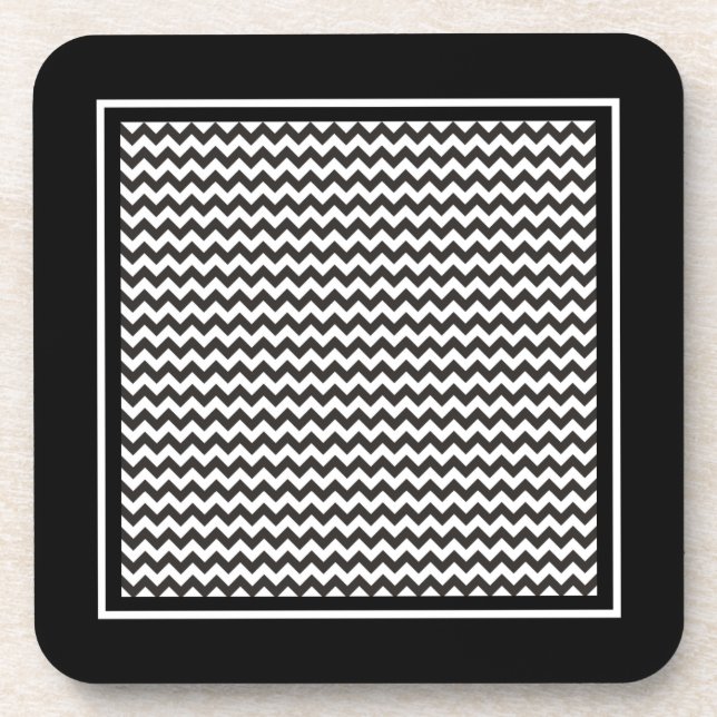Posavasos de corcho con zigzags, chevrones negros  (Frente)
