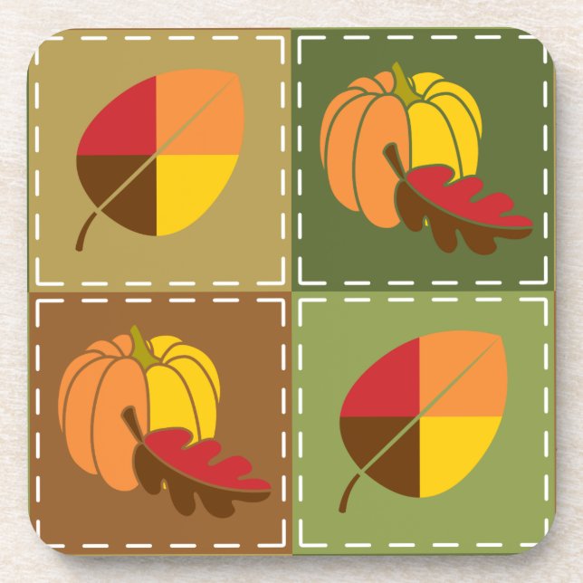 Posavasos de cuadrado de colcha de otoño (Frente)