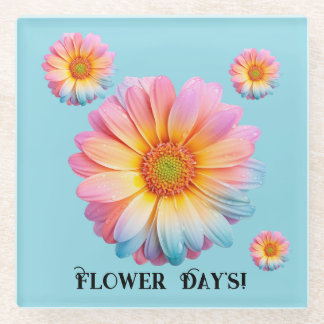 Posavasos de Daisy de vidrio (Día de las Flores)