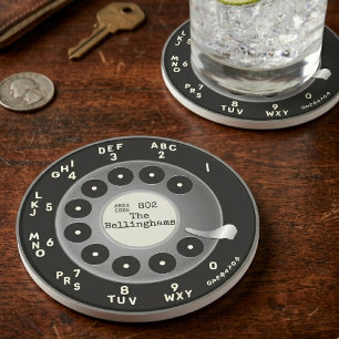 Posavasos de dialo de teléfono rotary vintage pers