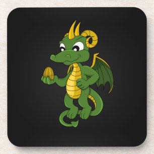Posavasos de dibujos animados de dragón verde