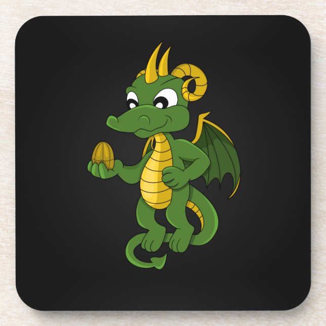 Posavasos de dibujos animados de dragón verde (Frente)