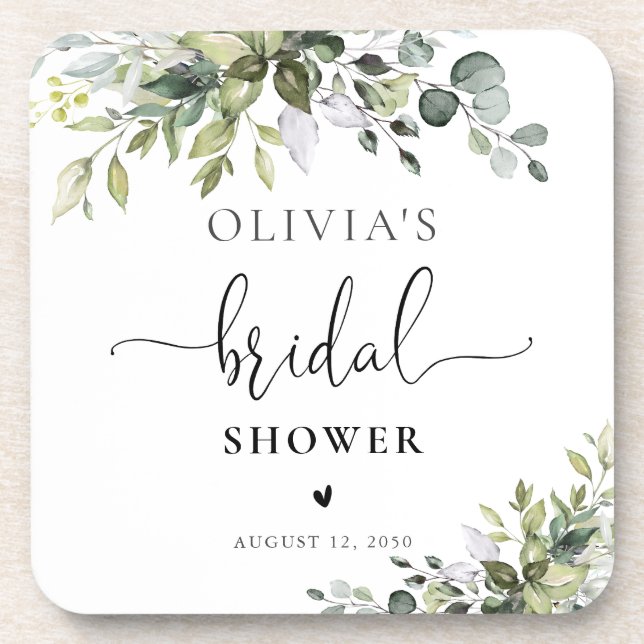 Posavasos de ducha de novia de eucalipto (Frente)