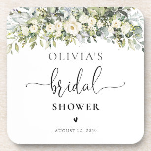 Posavasos de ducha nupcial floral blanca