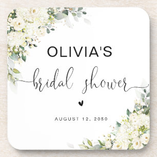 Posavasos de ducha nupcial floral blanco