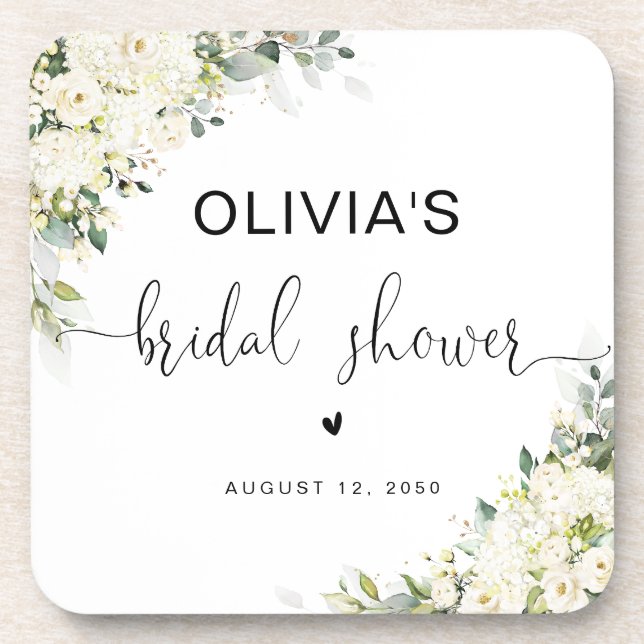 Posavasos de ducha nupcial floral blanco (Frente)