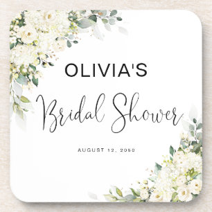 Posavasos de ducha nupcial floral blanco