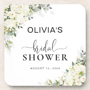 Posavasos de ducha nupcial floral blanco