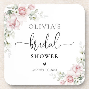Posavasos de Ducha Nupcial Floral Rosa Suave