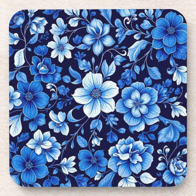 posavasos de estampado floral azul (Frente)