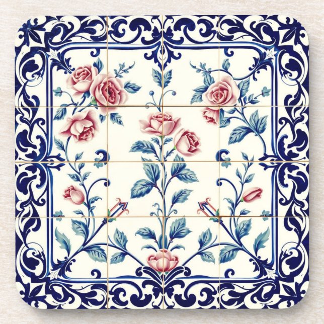 posavasos de filigrana de rosa (Frente)