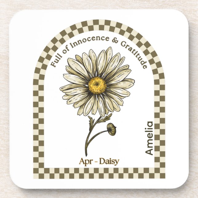 Posavasos de Flor Personalizado del Mes de Abril (Frente)