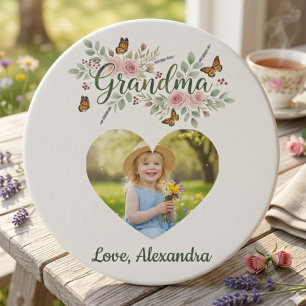 Posavasos de Foto de Mariposa Floral de Abuela