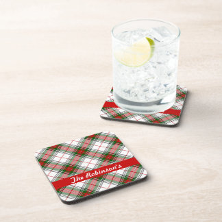 Posavasos ~ de la tela escocesa del navidad personalizado