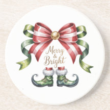 Posavasos de lazo de Navidad Alegre y Brillante y 