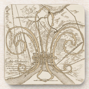 Posavasos de Mapa Antiguo de Nueva Orleans