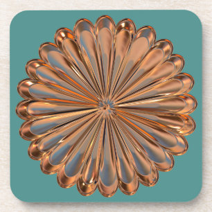 Posavasos de medallón de flor de cobre art déco