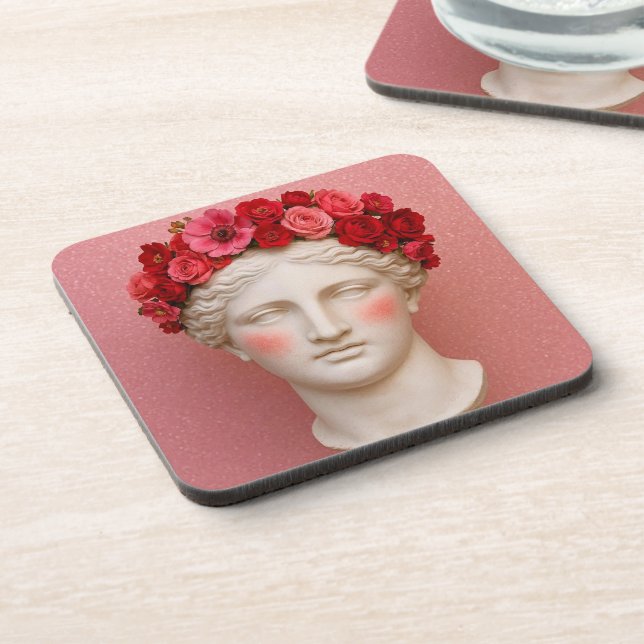 Posavasos de mujer floral antiguo griego. (Lado Izquierdo)