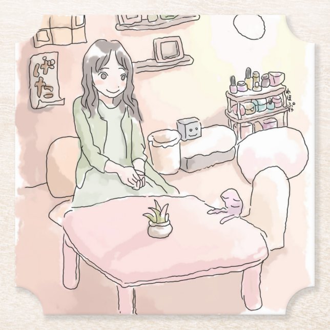 POSAVASOS DE PAPEL さにれいじ　淡いお部屋と (Anverso)