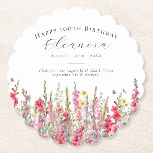 Posavasos De Papel 100 Agosto Cumpleaños Personalizado de Flor de Nac