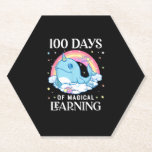 Posavasos De Papel 100 días de clases de Narwhal, Chicas de unicornio<br><div class="desc">100 días de clases de Narwhal,  unicornio y camiseta arcoiris</div>