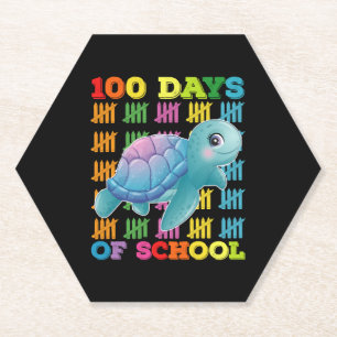 Posavasos De Papel 100 Días Escolares De Maestros De Tortuga