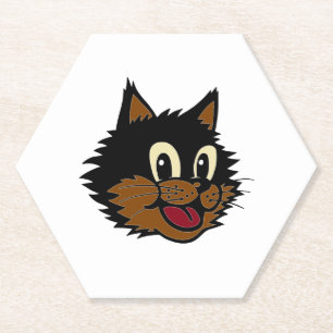 POSAVASOS DE PAPEL 12 GATO NOCTURNO DE SONRISA NEGRO Y MARRÓN