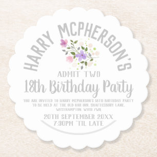 Posavasos De Papel 18.º Billete de Invitación a la Fiesta de Cumpleañ