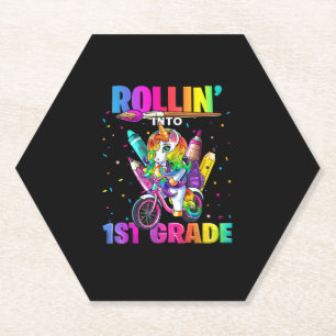 Posavasos De Papel 1er grado Unicornio de vuelta a la escuela primer