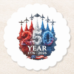 Posavasos De Papel 250 años americano 250 cumpleaños USA patriótico 4