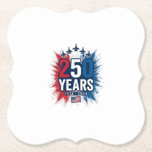 Posavasos De Papel 250 Años Aniversario Jets Patrióticos Diseño Vecto