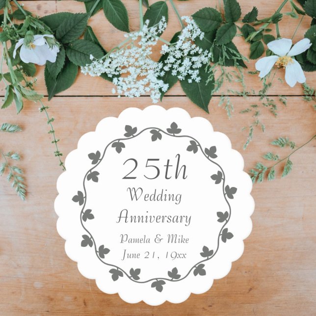 Posavasos De Papel 25° Aniversario del Boda de Plata Ivy Wreath (In Situ Table)