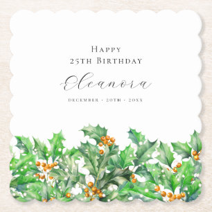 Posavasos De Papel 25 Años Diciembre Nacimiento Flower Holly Personal