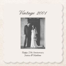 Posavasos De Papel 25th Wedding Anniversary Party Personalized Photo