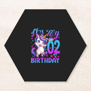 Posavasos De Papel 2.º unicornio de cumpleaños Es mi segundo cumpleañ