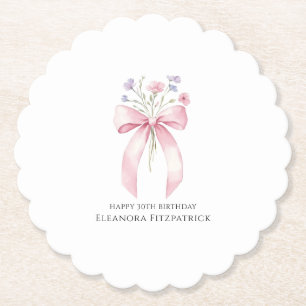 Posavasos De Papel 30.ª Fiesta Personalizado Coaster Bow Wildflower