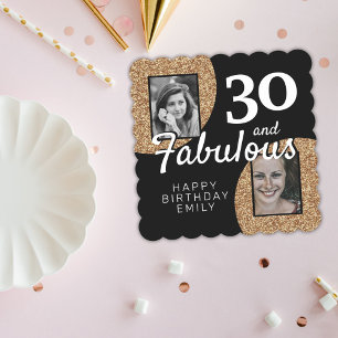 Posavasos De Papel 30 y Fabulous Gold Purpurina 2 Foto 30 cumpleaños