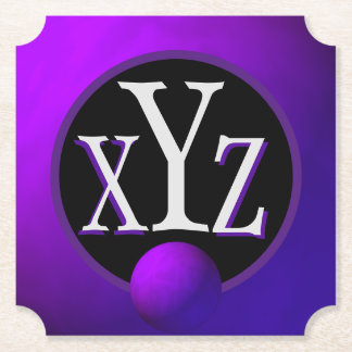 Posavasos De Papel 3 Letra monogramada metalica púrpura profunda