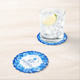 Posavasos De Papel 45° aniversario boda fiesta zafiro azul pansy