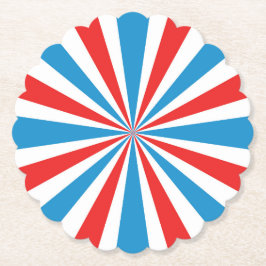 Posavasos De Papel 4 de julio, arrebato de sol rojo, blanco y azul