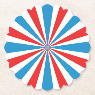Posavasos De Papel 4 de julio, arrebato de sol rojo, blanco y azul
