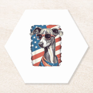 Posavasos De Papel 4 De Julio Bandera Estadounidense Perro Greyhound 