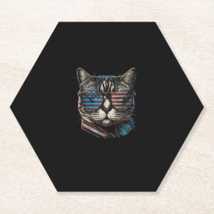 Posavasos De Papel 4 de julio Cat Bandera Americana Patri